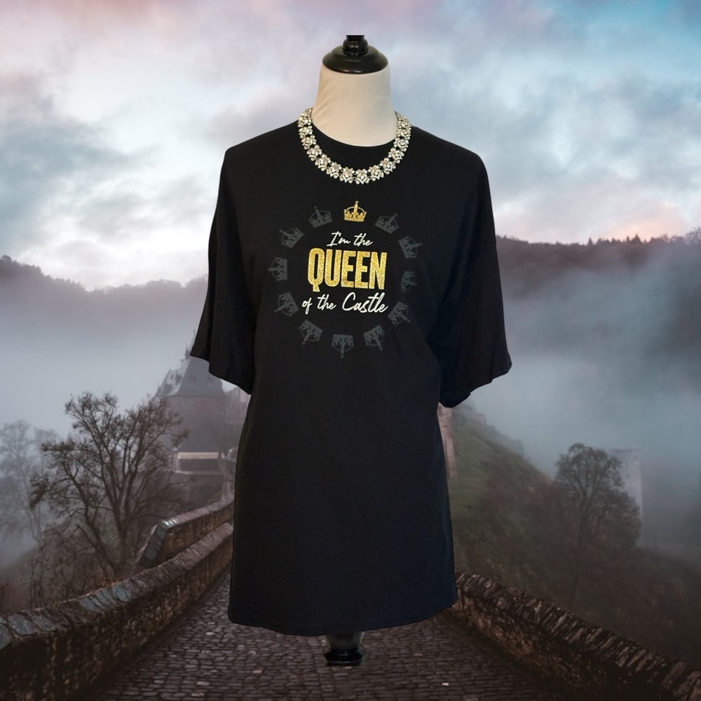 Six the Musical Black Graphic Tee with Gold and White Print 2x